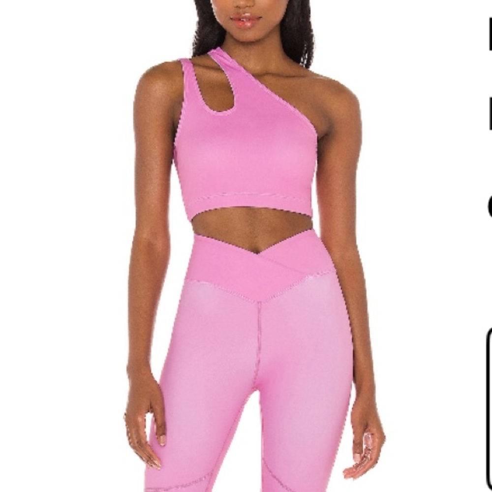 Nubyen x Revolve One Shoulder Sports Bra and Leggings in Pink